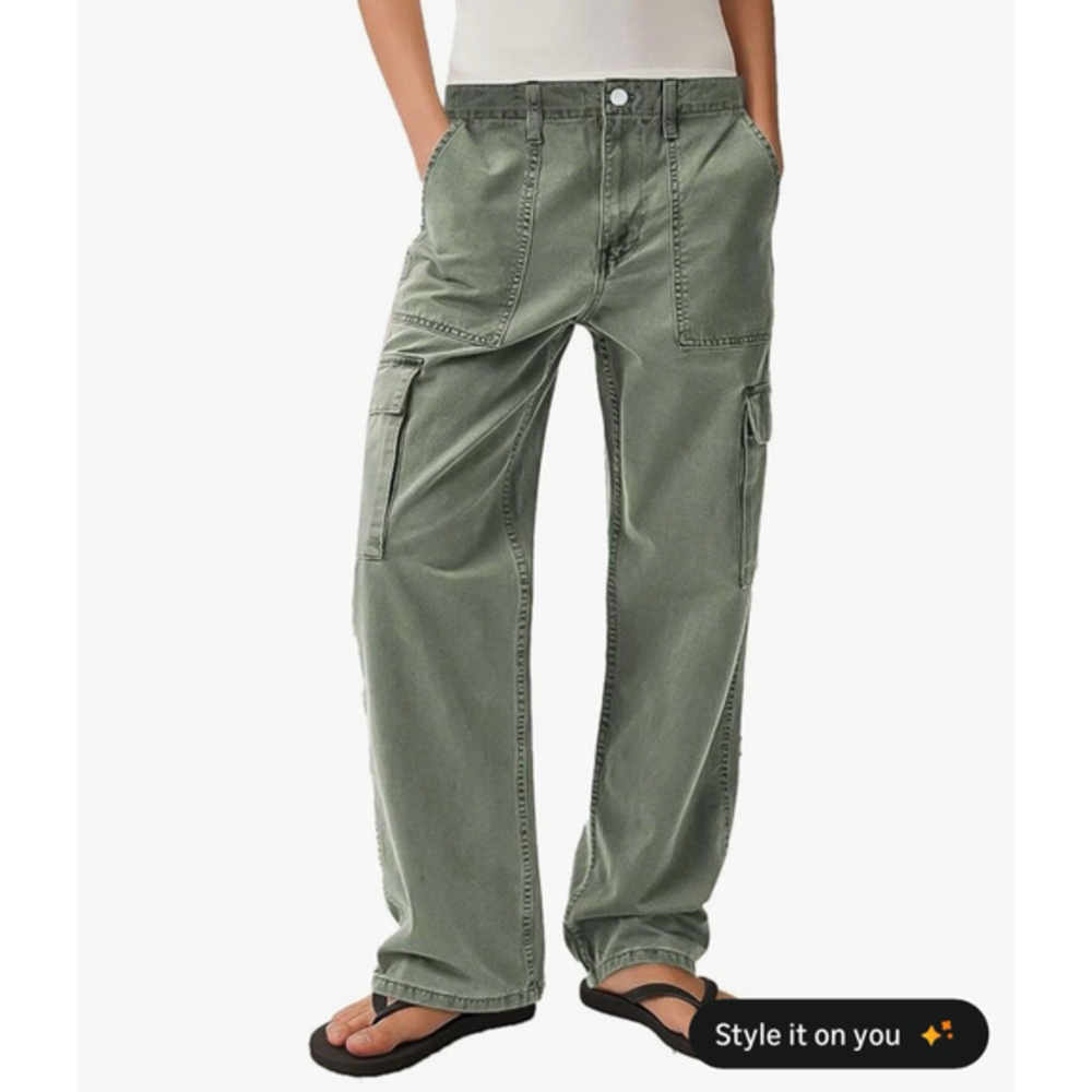 Flamingals Straight Leg Mid Waist Solid Flap Pocket Comfort Stretch Teal Casual